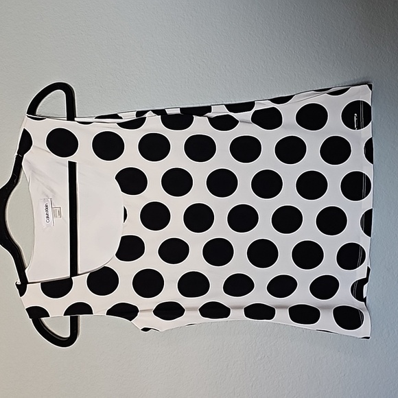 Calvin klein Mod Pinup Rockabilly square neck polka dot shell top medium - Picture 1 of 6